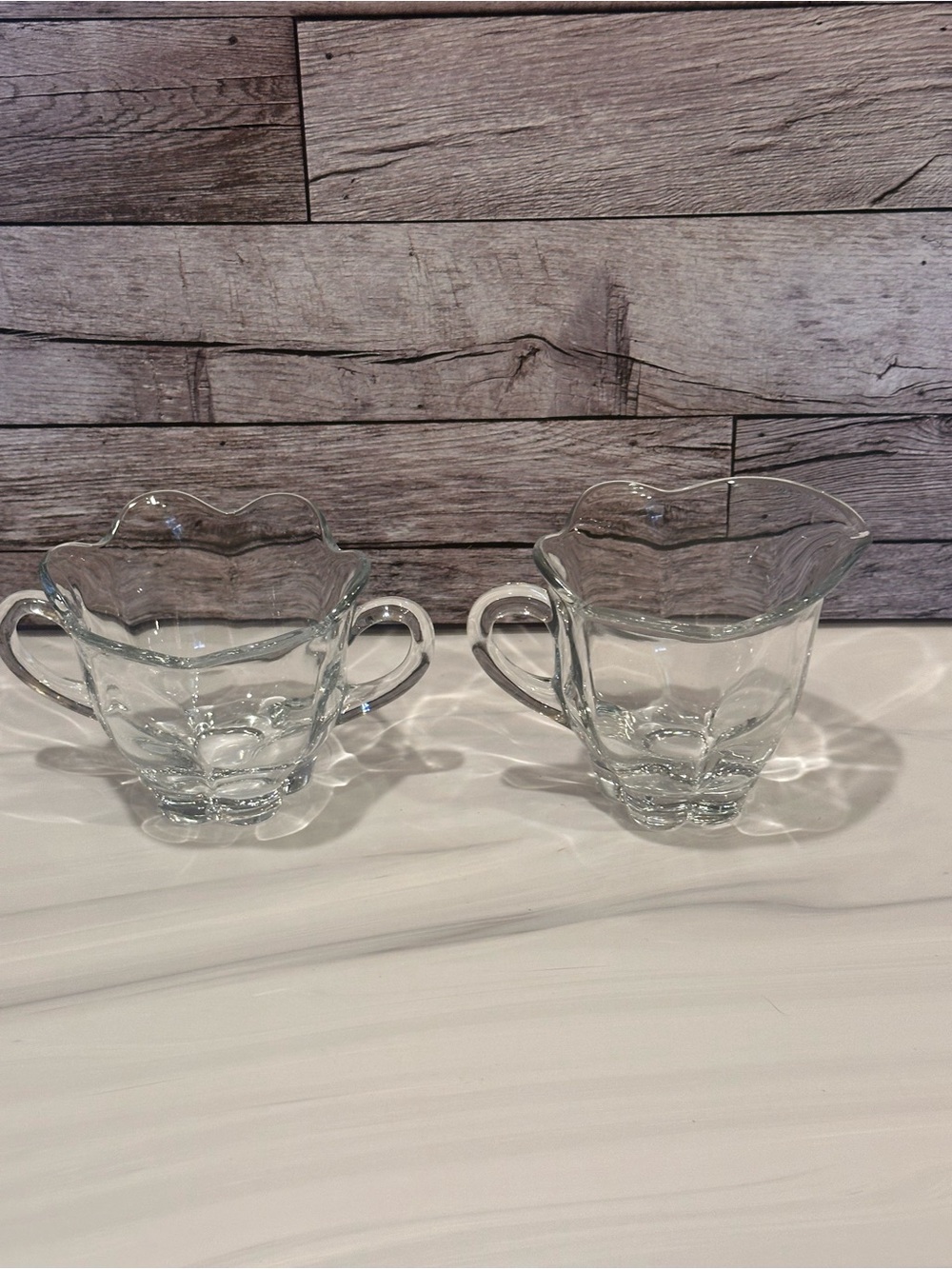 Duncan & Miller "Canterbury" Clear Glass Creamer and Sugar Bowl Set - Vintage